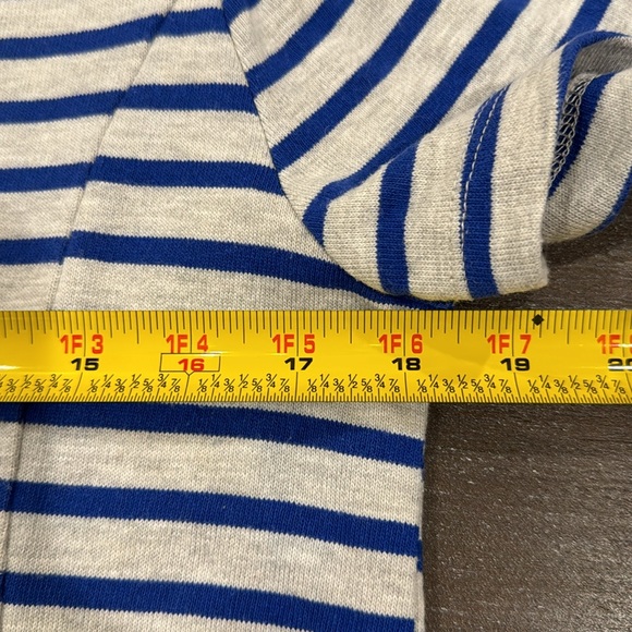 ANTHROPOLOGIE Lili's Closet Blue Striped Ruffle Flare Sleeve Navy Grey Top S - Picture 10 of 10